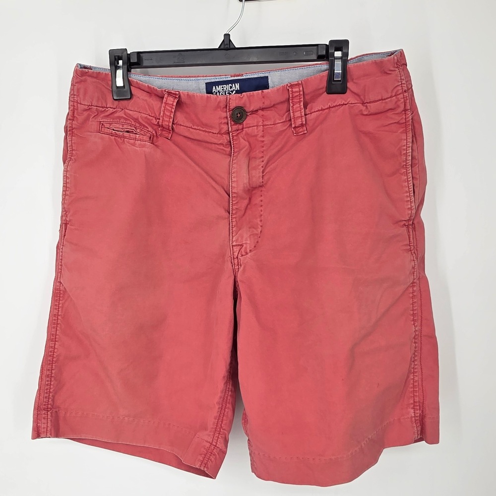 American Eagle Outfitters Mens Salmon Pink Coral Cotton Chino Shorts Classic 32